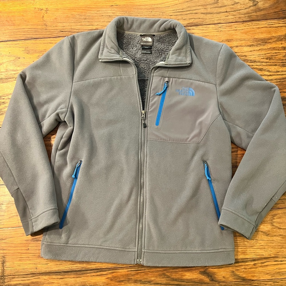 The North Face Gray Fleece Jacket with Blue Accents